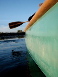 Canoe gunnel and water.