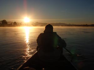 Morning sunrise and fog.