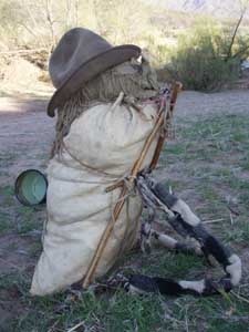 Backpack frame made from sticks.