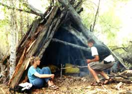 Camping in wickiup.