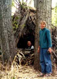 Camping in a wickiup.