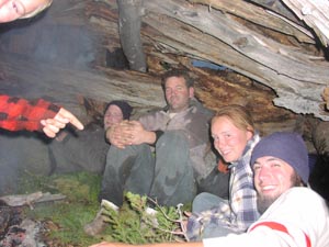 Group picture inside wickiup.