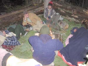 Spruce tree camp with pine bow floor insulation.