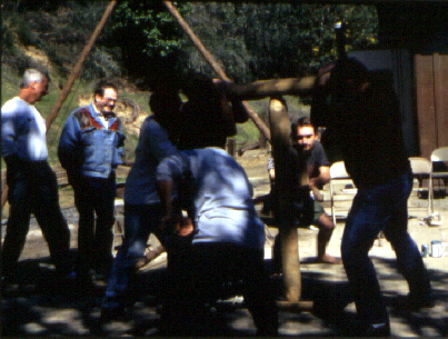 Tom Brown, Larry Dean Olsen and Giant bowdrill.