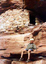 Donny Elpel on red rocks along Green River.